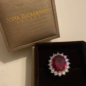 Anna Zuckerman Luxury Red and Silver Gemstone Ring
